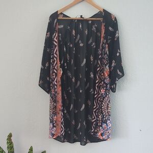 Express Black Floral Kimono